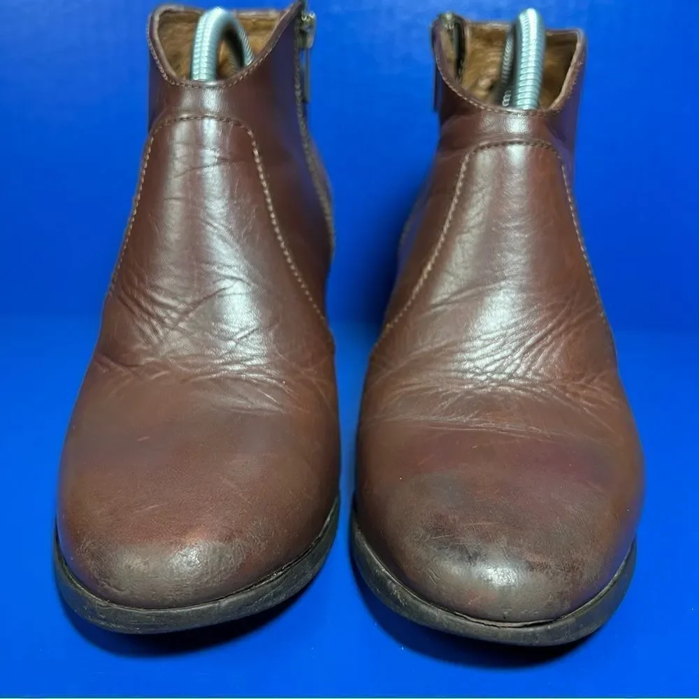 Frye‎ Nora Zip Short Leather Ankle Booties Redwood Brown Womens 6M
